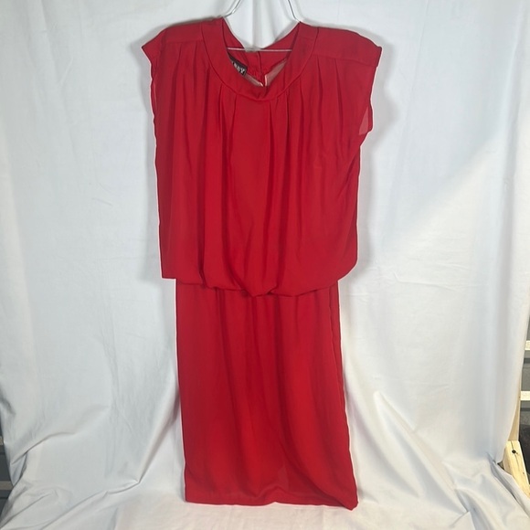 Red Sleeveless Sundress with Dolman Sleeves for Cocktail Occasion - Picture 1 of 7